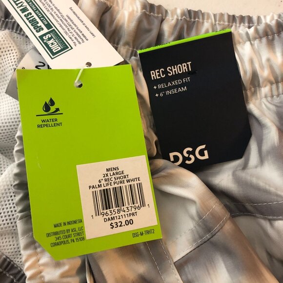 DSG Mens 6" Rec Shorts Relaxed Fit Mesh Lined Pockets Gray White 2XL - Picture 4 of 4